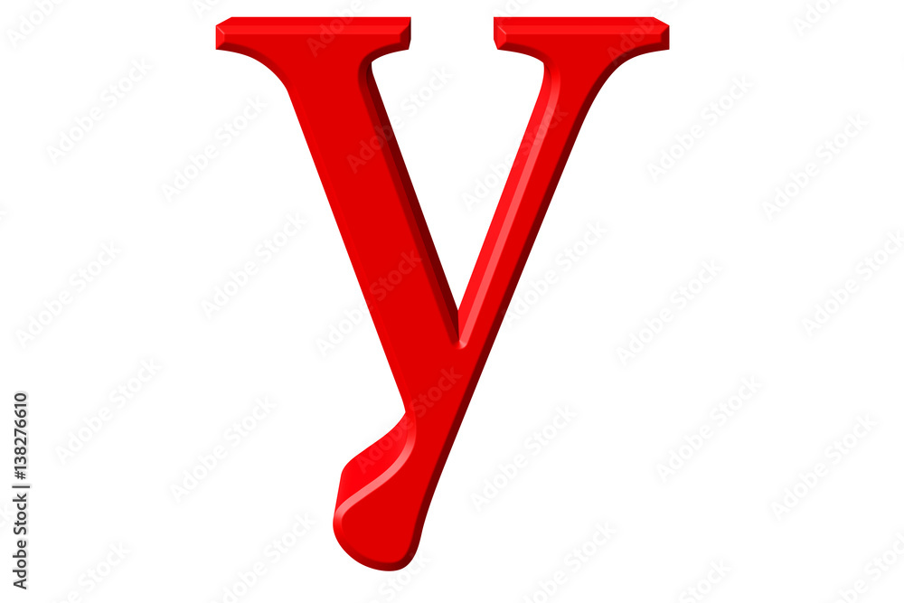 Lowercase letter Y, isolated on white, with clipping path, 3D illustration Lowercase letter Y, isolated on white, with clipping path, 3D illustration