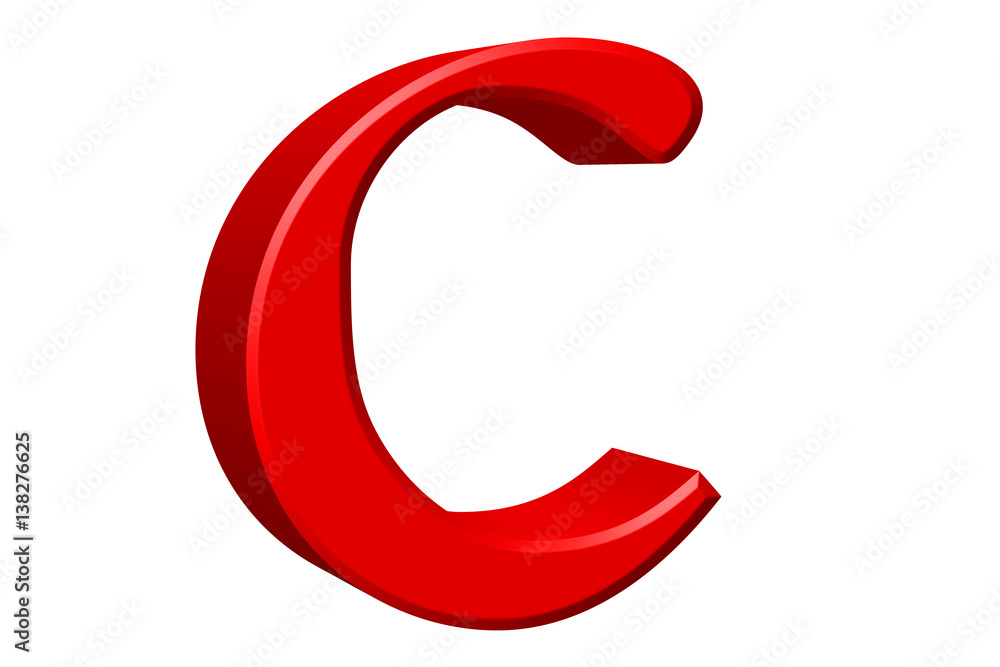 Lowercase letter C, isolated on white, with clipping path, 3D illustration Lowercase letter C, isolated on white, with clipping path, 3D illustration