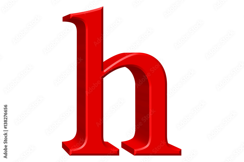 Lowercase letter H, isolated on white, with clipping path, 3D illustration Lowercase letter H, isolated on white, with clipping path, 3D illustration
