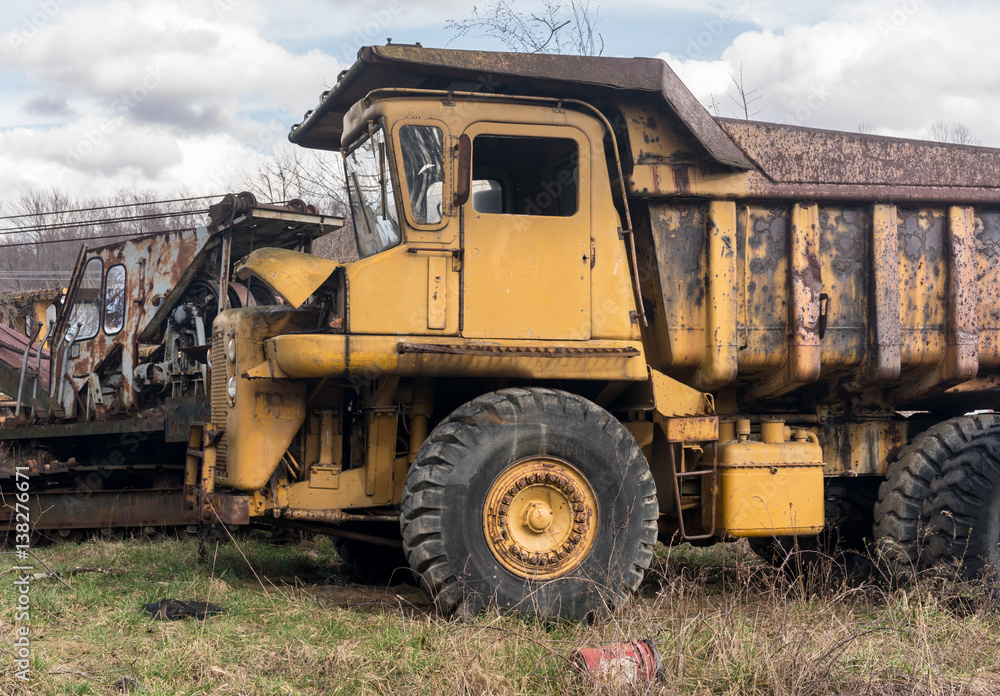 Abandoned heavy construction truck