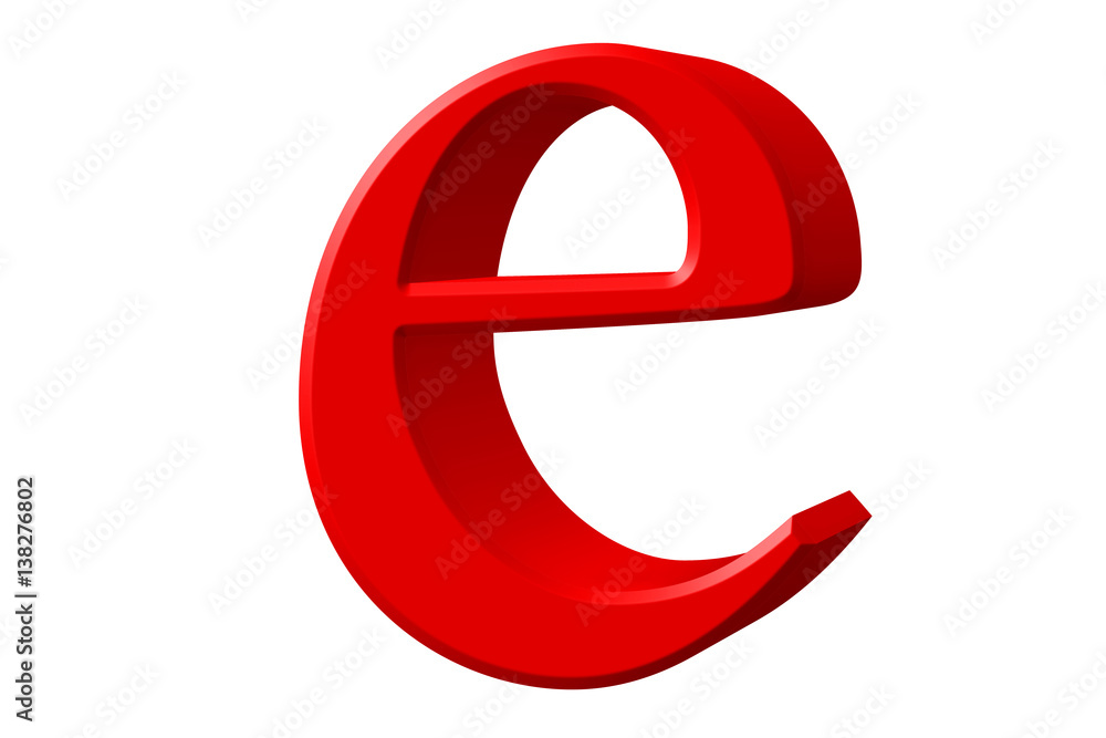 Lowercase letter E, isolated on white, with clipping path, 3D illustration Lowercase letter E, isolated on white, with clipping path, 3D illustration