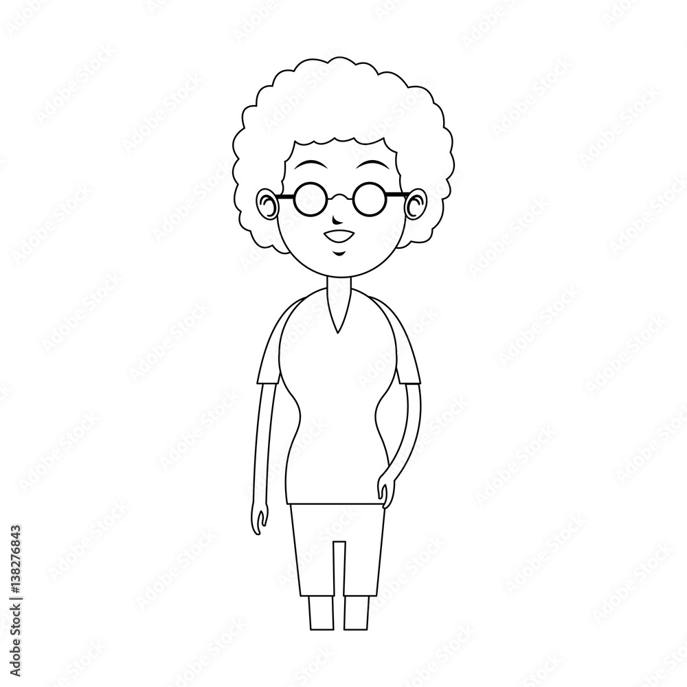 happy woman with curly hair icon image vector illustration design 