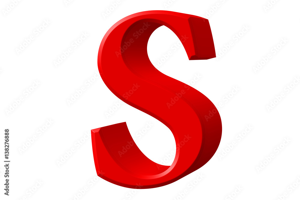 Lowercase letter S, isolated on white, with clipping path, 3D illustration Lowercase letter S, isolated on white, with clipping path, 3D illustration