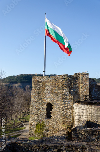 Bulgarian flag at Tsarevets fortress, Bulgaria photo