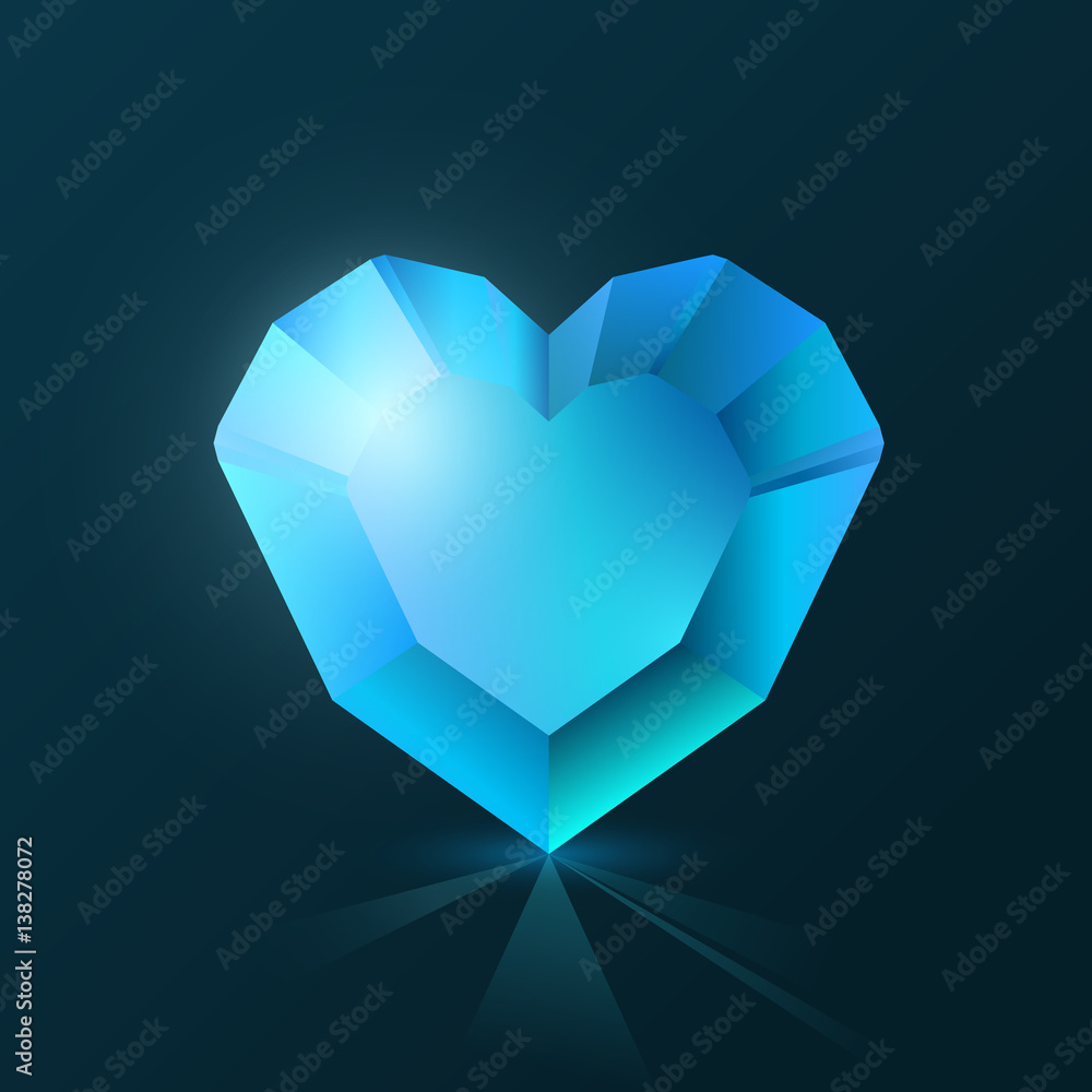 Shining Crystal blue heart on a dark background. Vector Illustration Shining Crystal blue heart on a dark background. Vector Illustration