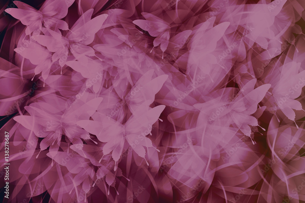 Abstract romantic background pink and black colour tone butterfly