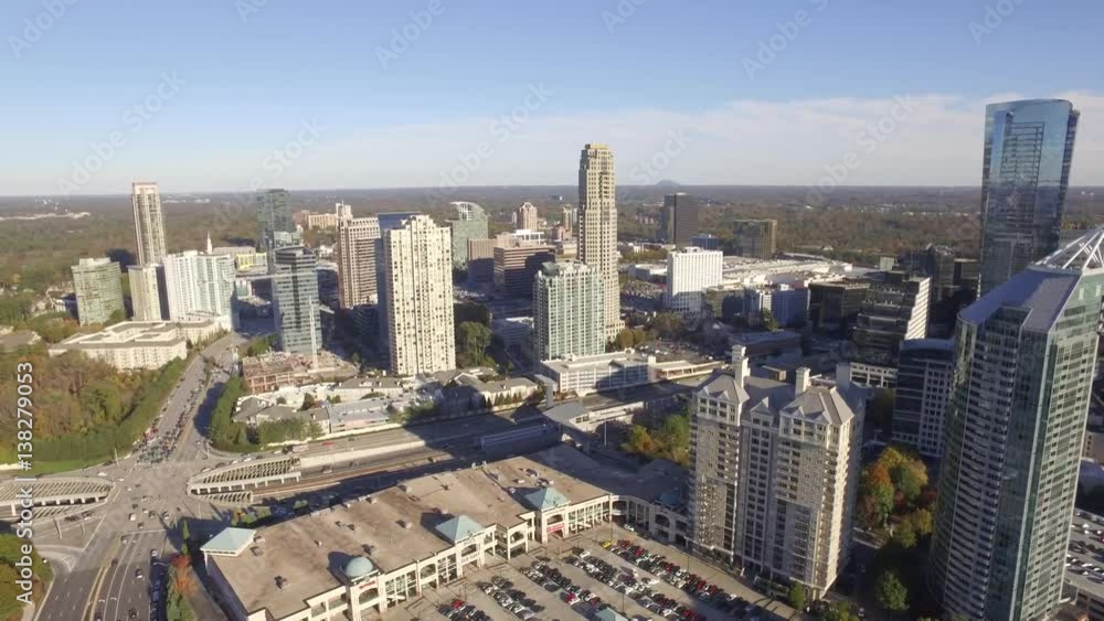 Aerial Shot of Skyscrapers located in Buckhead, GA Aerial Shot of Skyscrapers located in Buckhead, GA