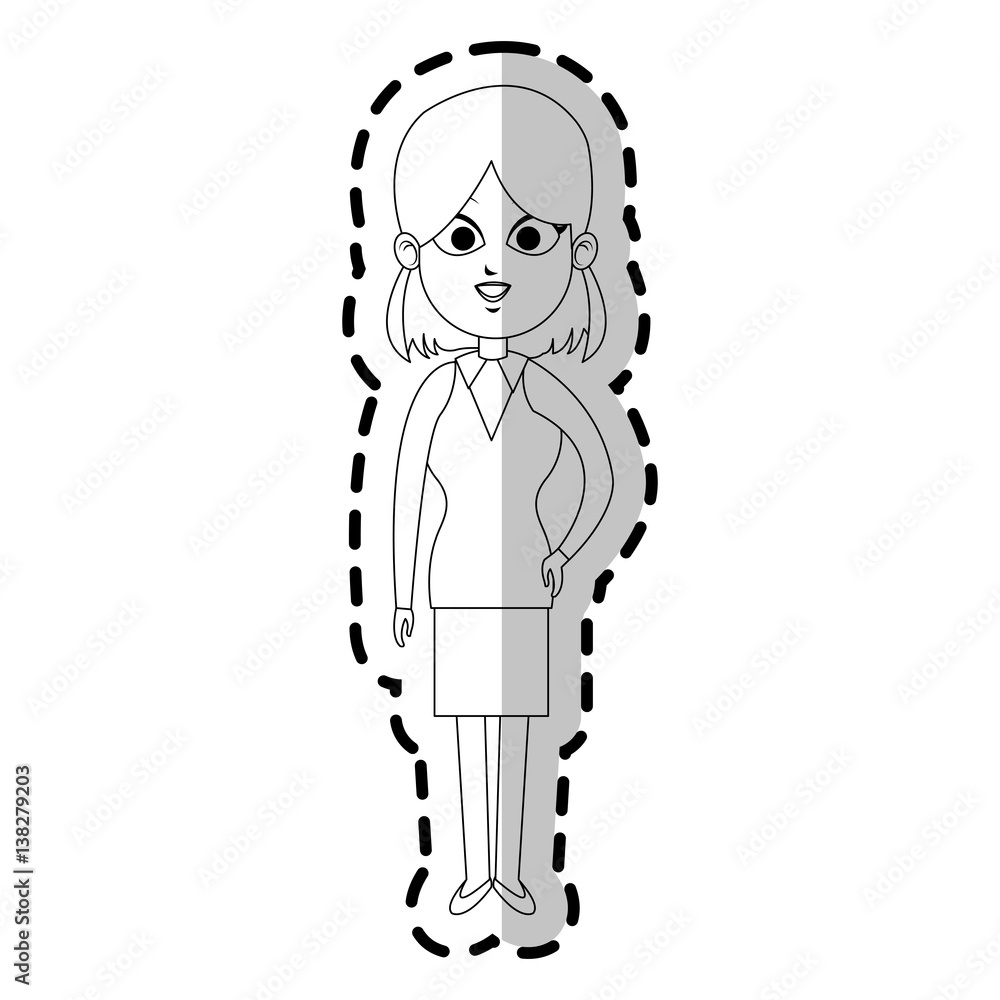 pretty young business woman icon image sticker vector illustration design pretty young business woman icon image sticker vector illustration design