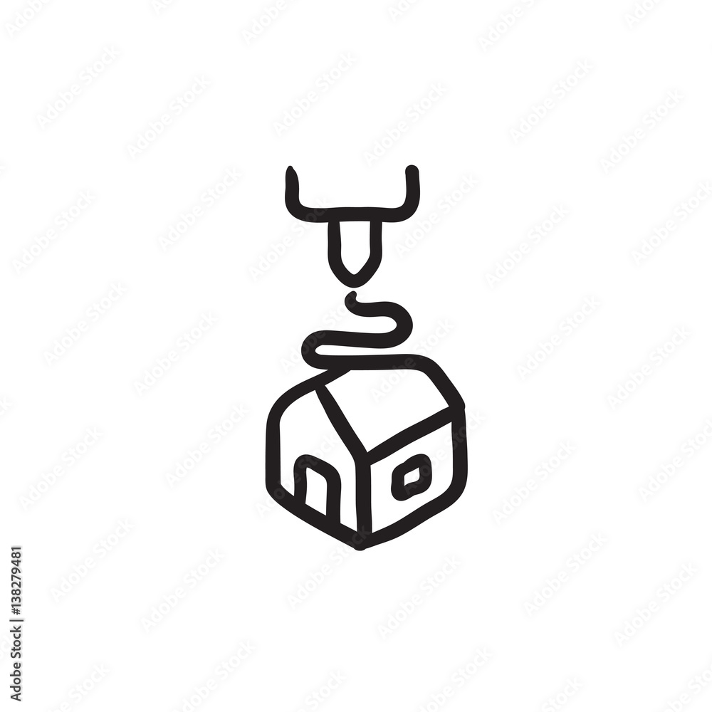 Obraz premium Tree D printing sketch icon.