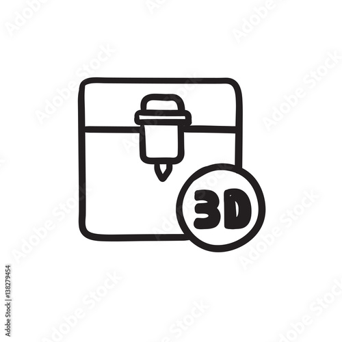 Tree D printing sketch icon.