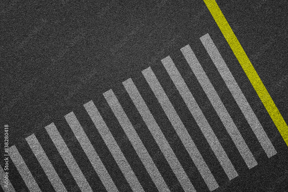 Fototapeta premium Empty crosswalk on asphalt road top view