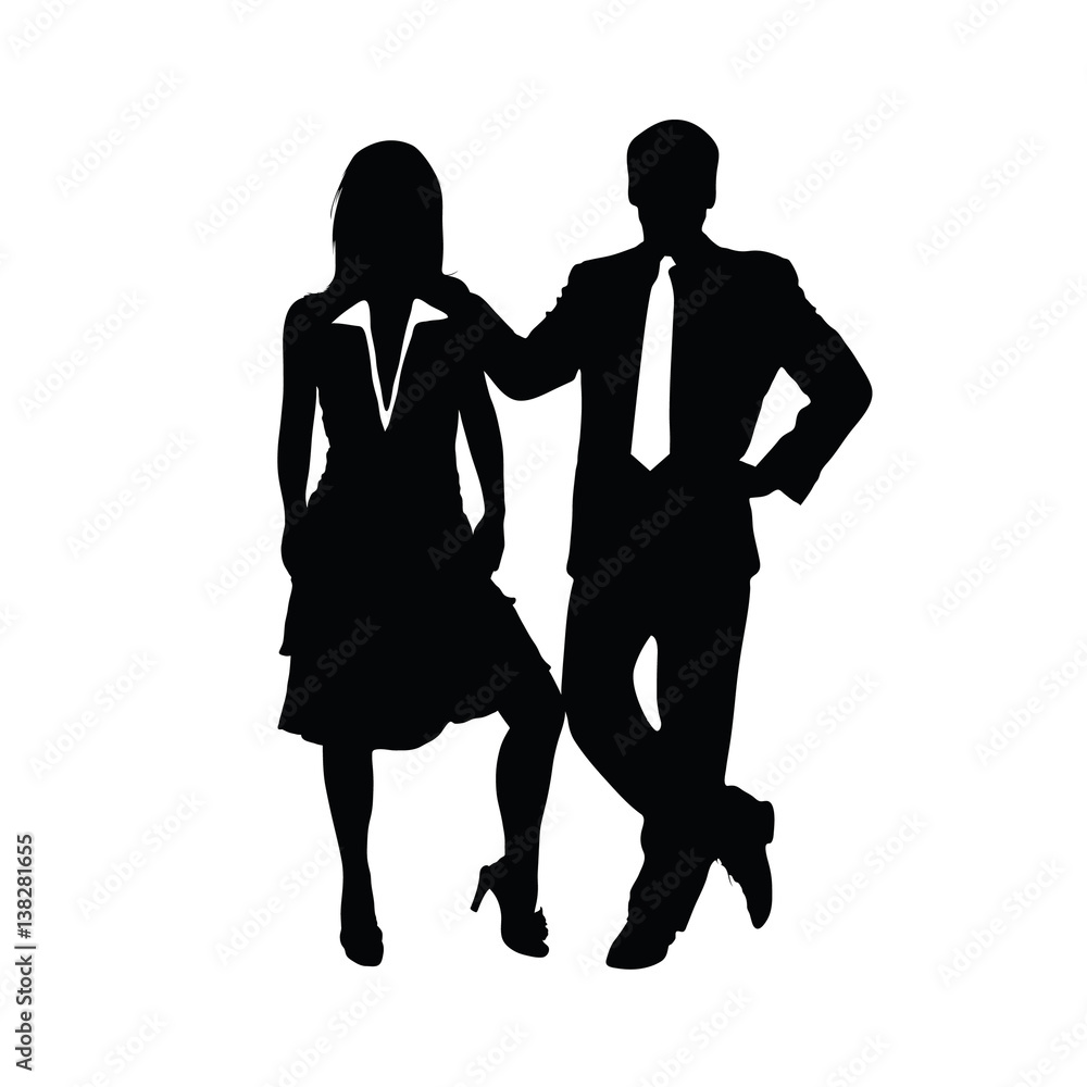 couple silhouette business in black color illustration