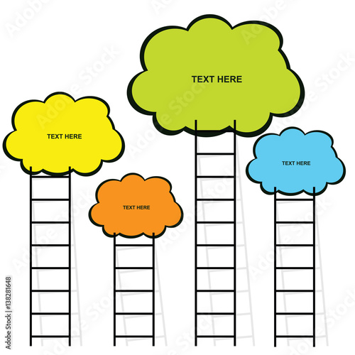 cloud with stairs set in color illustration