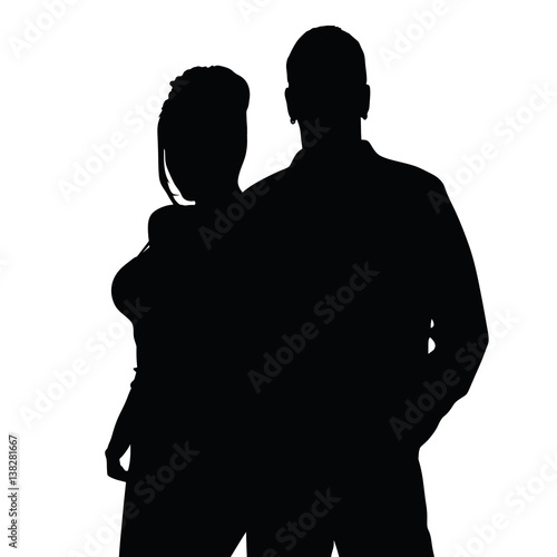 couple silhouette happy in black color illustration