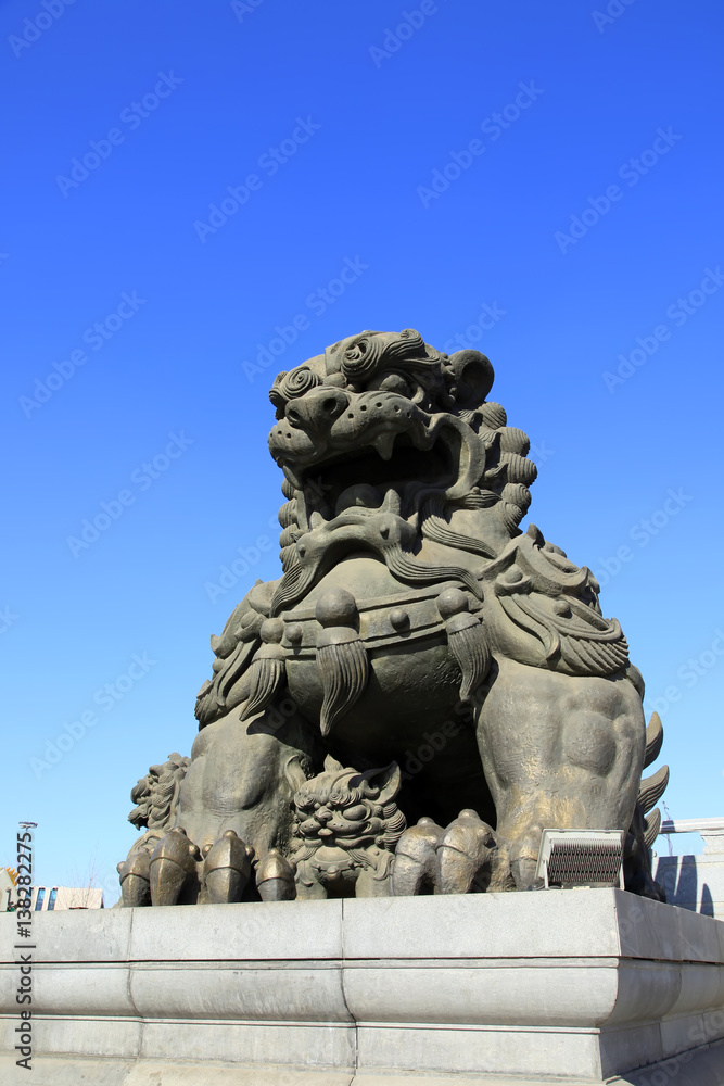 The copper lion sculpture