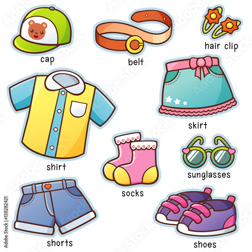 Vector illustration of Cartoon Clothes vocabulary