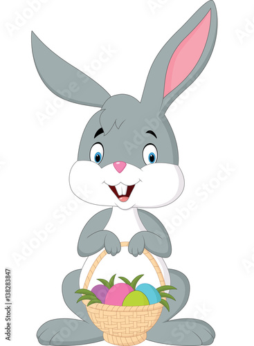 Easter bunny with bucket of eggs