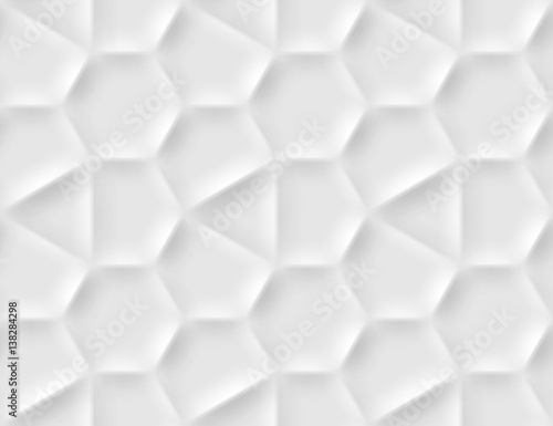 Fototapeta Naklejka Na Ścianę i Meble -  Seamless pattern with hexagonal cells made from shadows and lights in origami style. White repeating background.