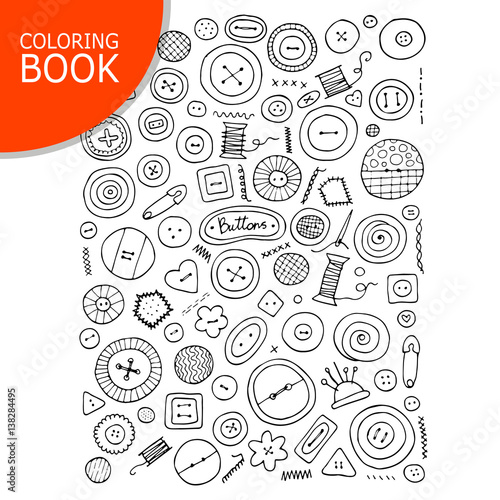 Buttons collection sketch. Page for your coloring book