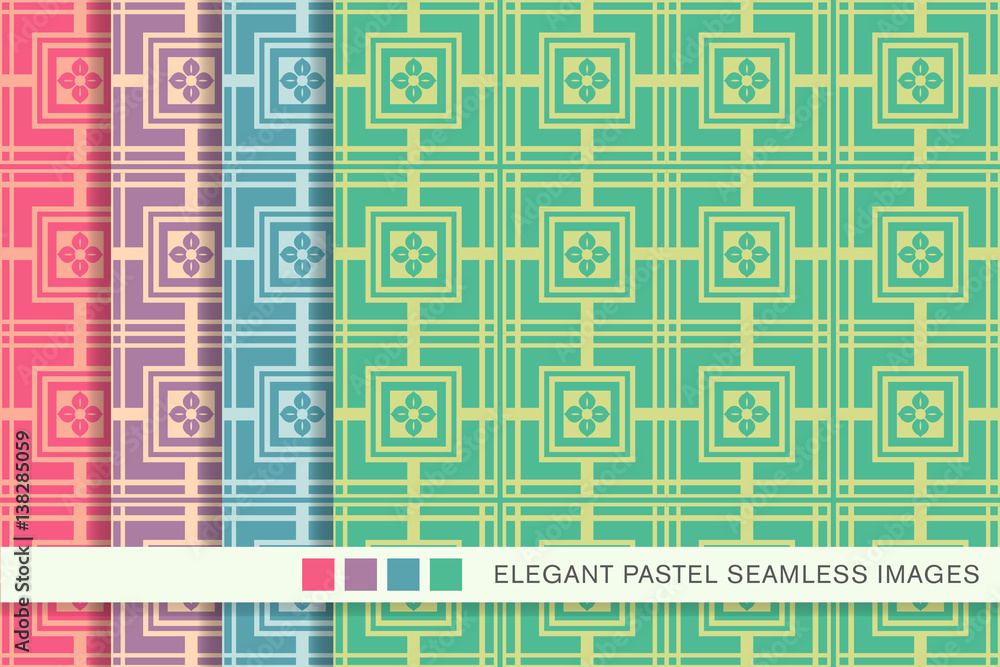 Seamless pastel background set square cross flower Seamless pastel background set square cross flower