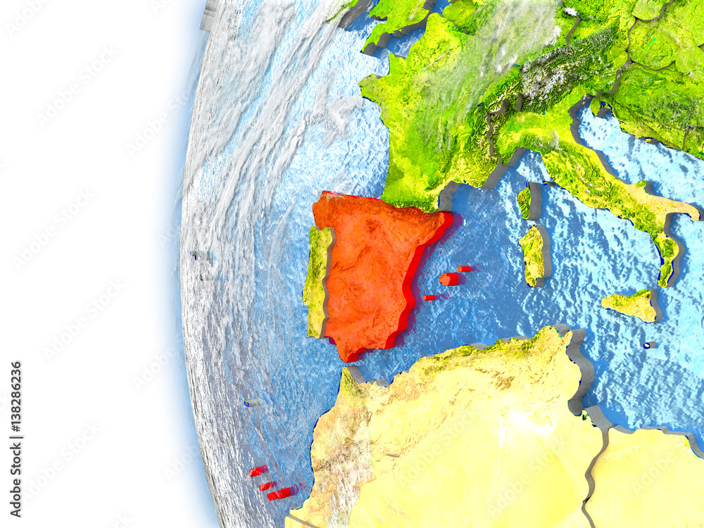 Spain on model of Earth