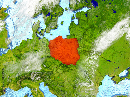 Obraz Polska na mapie z chmurami