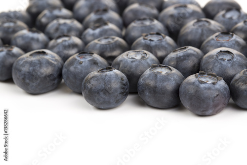 Closeup of fresh blueberry on the white background