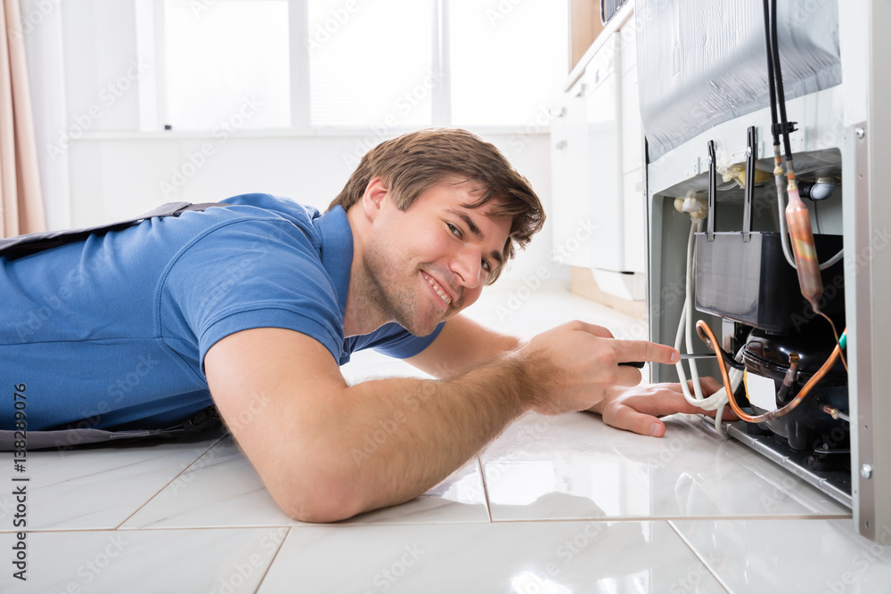 Technician Repairing Refrigerator