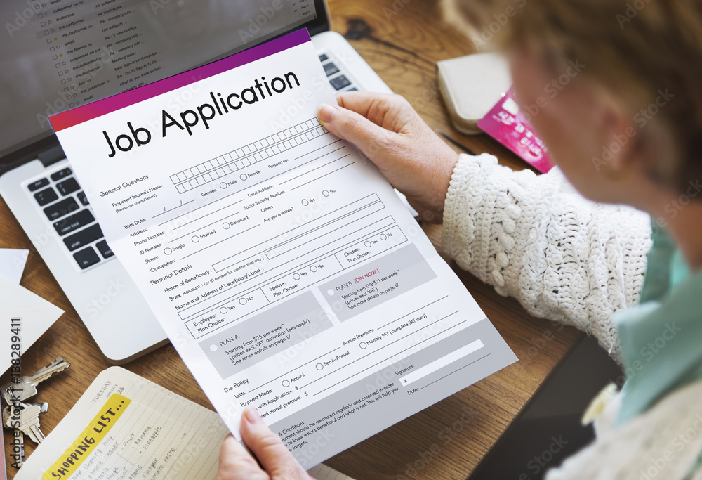 Naklejka premium Job Application Hiring Document Form Concept