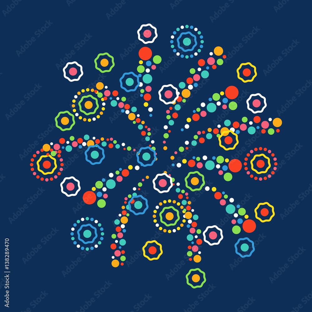 Firework shapes colorful festive vector icon.