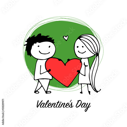 Couple in love kissing, valentine sketch for your design