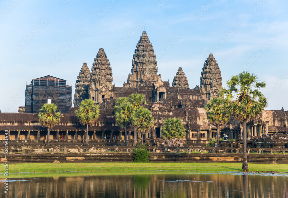 Angkor Wat is a temple complex in Cambodia and the largest religious monument in the world. Located in Siem Reap province of Cambodia. Angkor Wat is a temple complex in Cambodia and the largest religious monument in the world. Located in Siem Reap province of Cambodia.