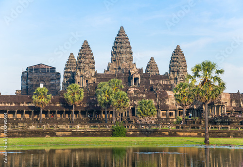 Angkor Wat is a temple complex in Cambodia and the largest religious monument in the world. Located in Siem Reap province of Cambodia.