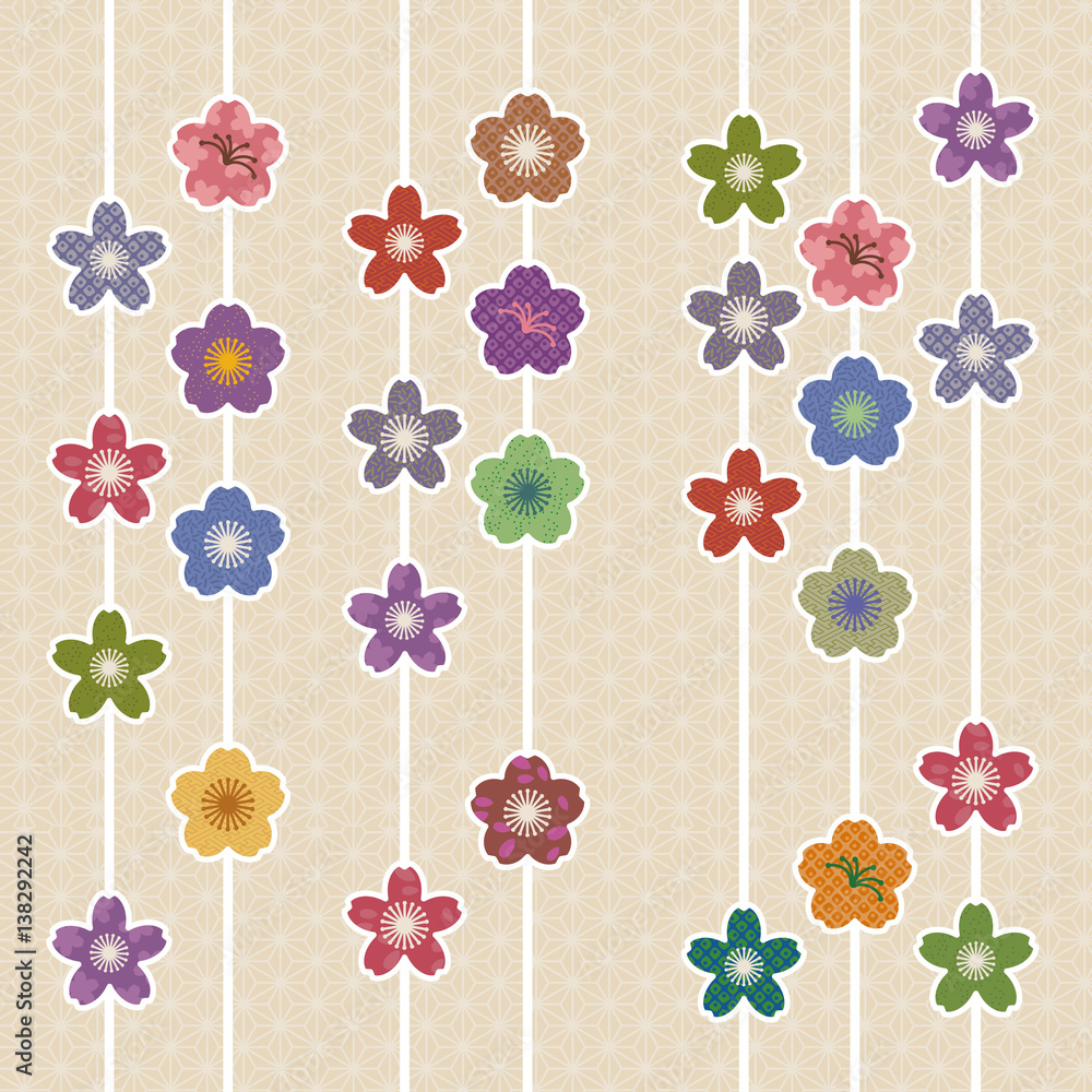 和模様のカラフルな桜イラスト Stock ベクター Adobe Stock 和模様のカラフルな桜イラスト Stock ベクター Adobe Stock