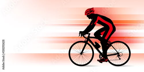 Fototapeta Mężczyzna jedzie na rowerze szosowym_Red