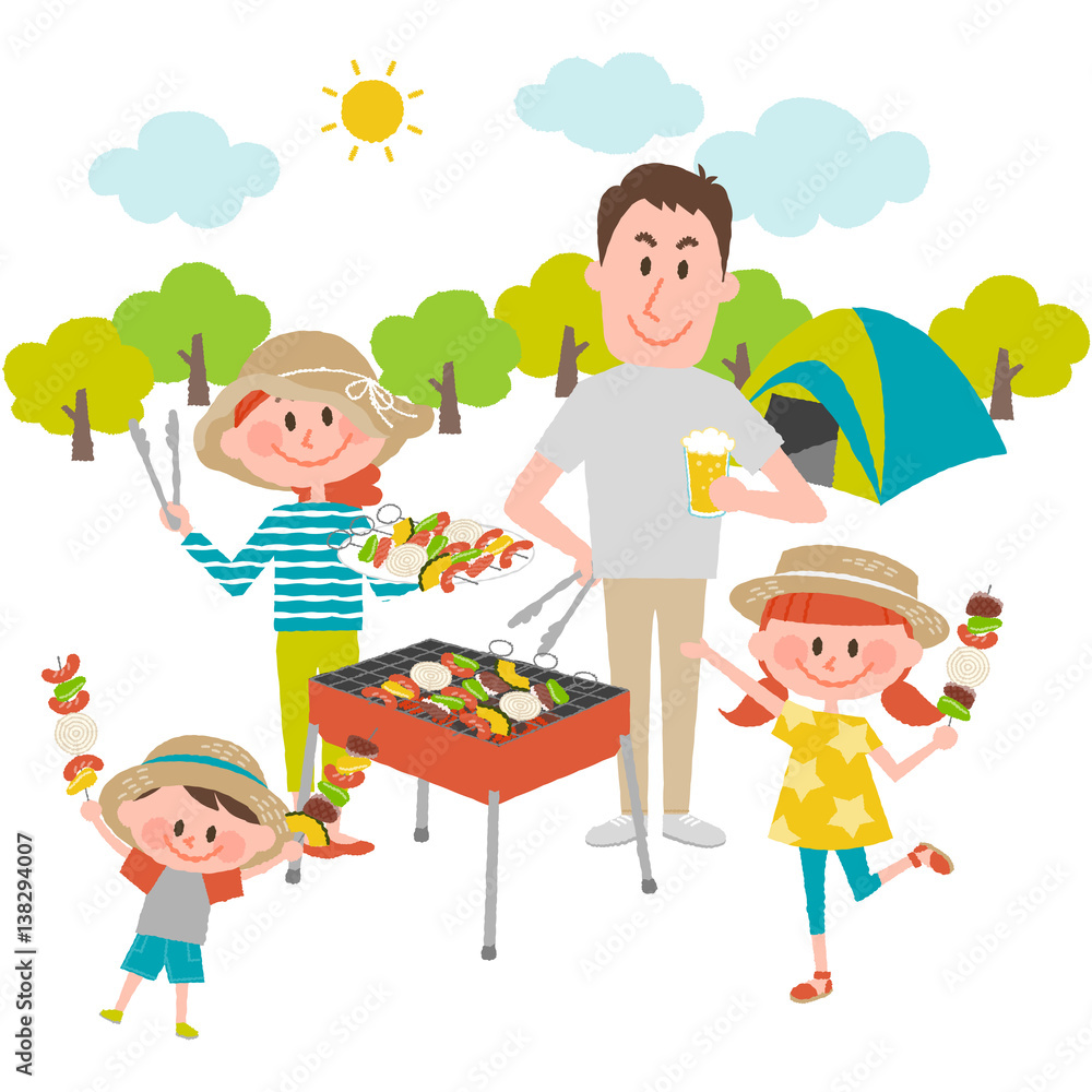 family enjoying barbecue outdoors family enjoying barbecue outdoors