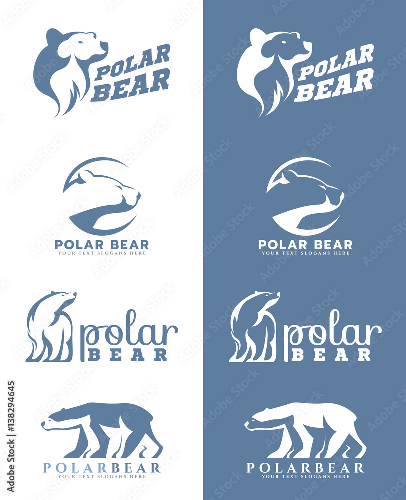 Obraz premium White and soft blue Polar bear logo vector art design