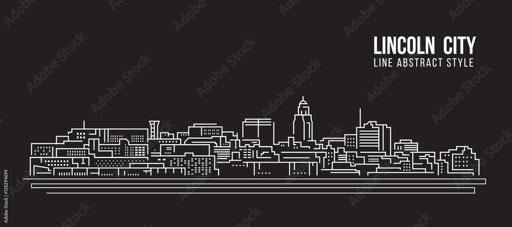 Cityscape Building Line art Vector Illustration design - Lincoln city