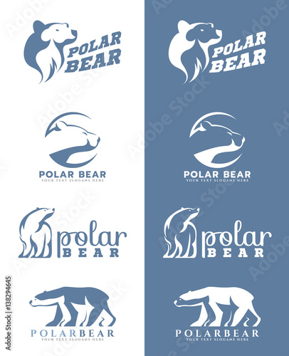 White and soft blue Polar bear logo vector art design
