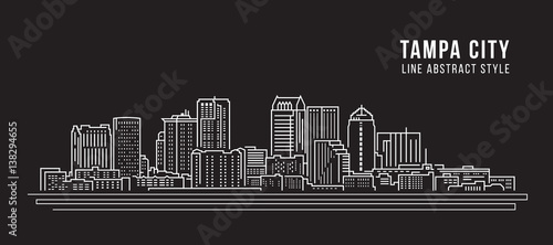 Cityscape Building Line art Vector Illustration design -  Tampa city