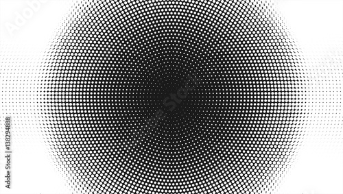 Halftone pattern background with radial effect, round spot shapes, vintage or retro graphic with place for your text. Halftone digital effect. photo