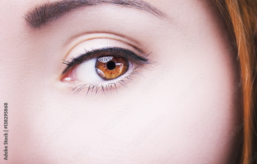 Fototapeta premium A beautiful insightful look brown woman's eye
