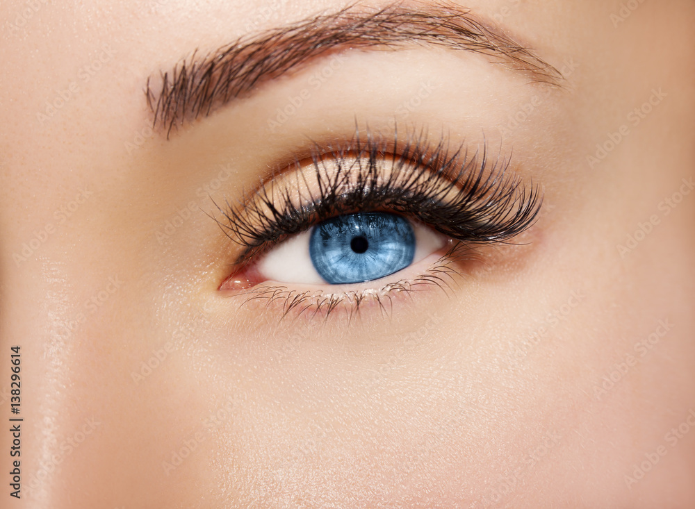 Blue Eye Makeup. Beautiful Eyes Make up detail, perfect beauty eyebrows Blue Eye Makeup. Beautiful Eyes Make up detail, perfect beauty eyebrows