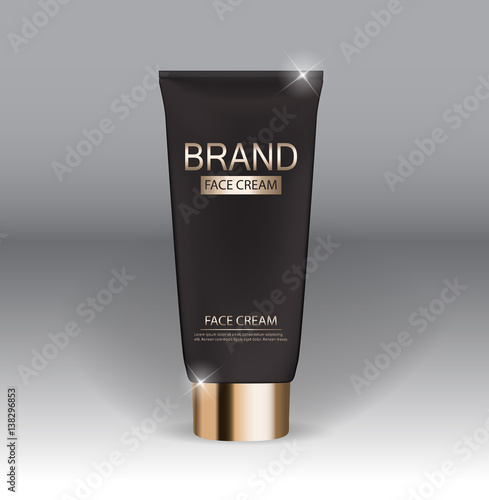 Face Cream Bottle Tube Template for Ads or Magazine Background.
