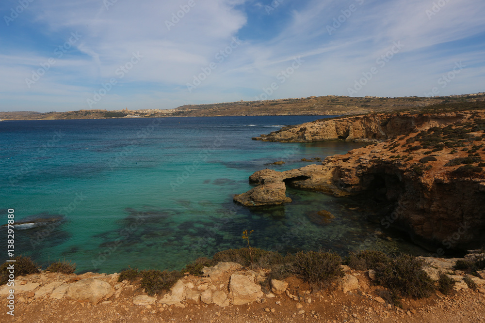 Seascape with beautiful blue water