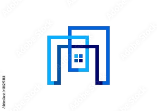 house, real estate, home, architecture, logo, abstract blue building construction apartment symbol icon vector design template