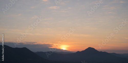 Beautiful Landscape of Sunrise at Phu Thok, Chiang Khan District, Loei Province, Thailand