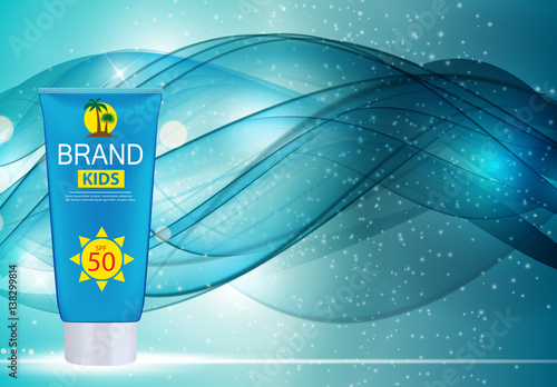 Sun Care Cream Bottle, Tube Template for Ads or Magazine Backgro