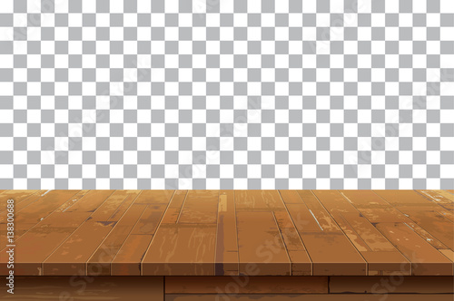 Empty wooden table top isolated background.Old vintage shelf textures.Used for display or montage your products