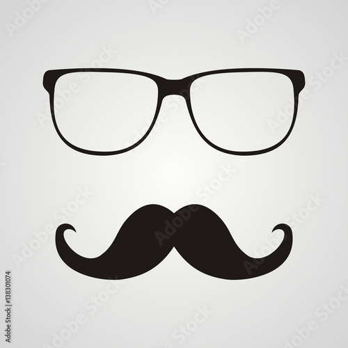 Retro hipster mustache and glasses symbol.